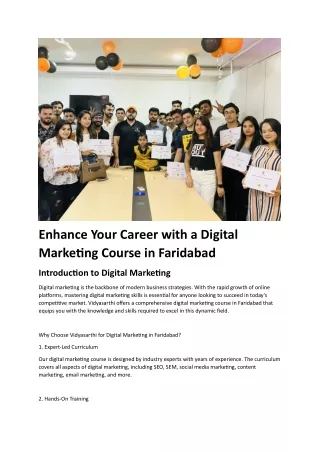 Enhance Your Career with a Digital Marketing Course in Faridabad
