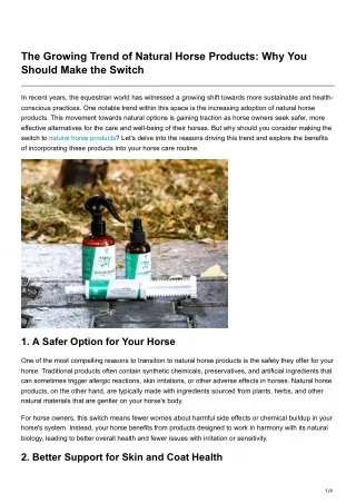 The Growing Trend of Natural Horse Products Why You Should Make the Switch