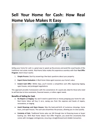 Sell Your Home for Cash How Real Home Value Makes It Easy.docx
