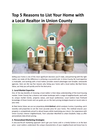 Top 5 Reasons to List Your Home with a Local Realtor in Union County.docx