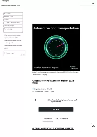Global Motorcycle Adhesive Market 2023-2030