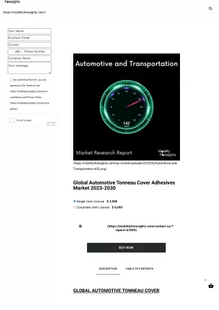 Global Automotive Tonneau Cover Adhesives Market 2023-2030