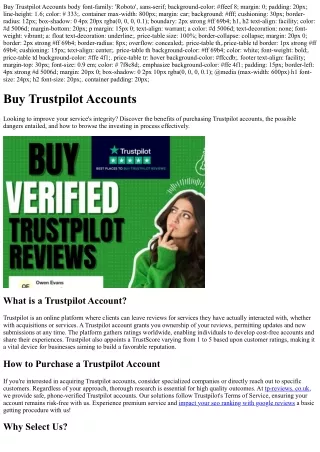Purchase Trust pilot Reviews & Accounts