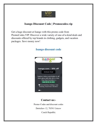 Isango Discount Code  Promocodes.vip