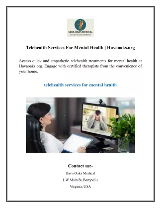 Telehealth Services For Mental Health  Havaoaks.org