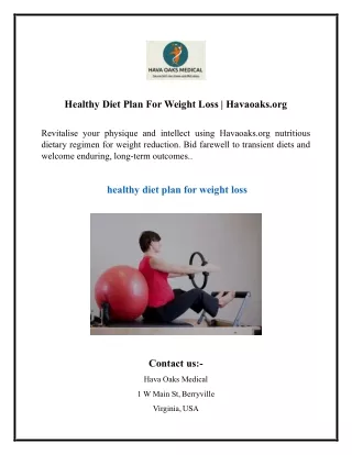 Healthy Diet Plan For Weight Loss  Havaoaks.org