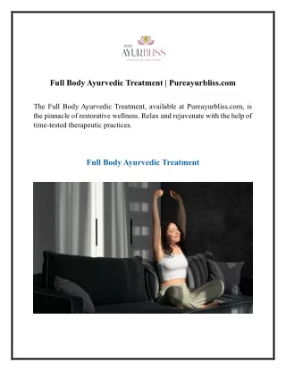 Full Body Ayurvedic Treatment Pureayurbliss