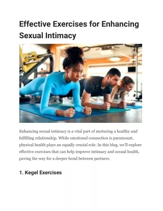 Effective Exercises for Enhancing Sexual Intimacy