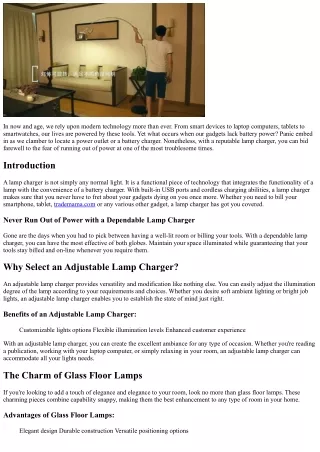 Never Run Out of Power with a Trusted Lamp Charger