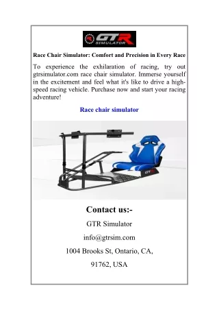 Race Chair Simulator Comfort and Precision in Every Race