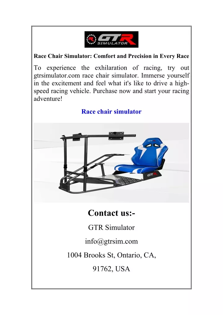 race chair simulator comfort and precision