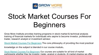 Stock Market Courses For Beginners