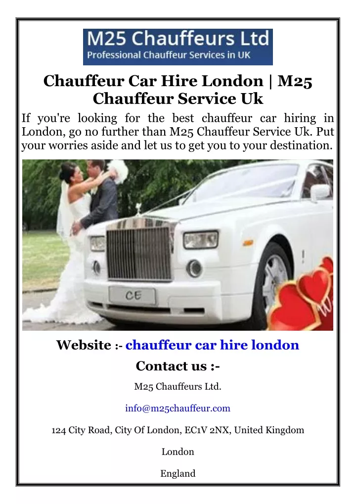 chauffeur car hire london m25 chauffeur service