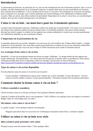 Caisse à vin en bois : un must-have pour les événements spéciaux