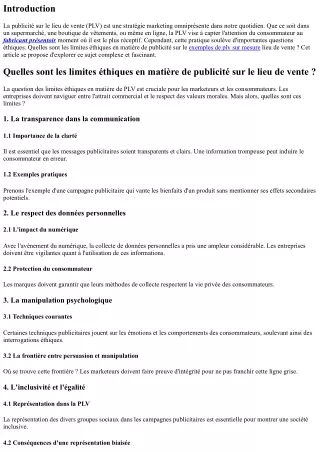 Quelles sont les limites éthiques en matière de publicité sur le lieu de vente ?