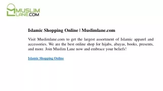 Islamic Shopping Online  Muslimlane.com