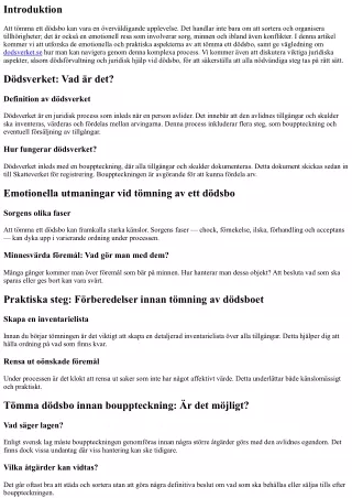 Tömma Ett Dödsbo: Emotionella och Praktiska Aspekter
