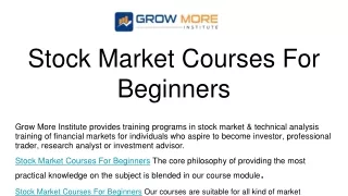Stock Market Courses For Beginners