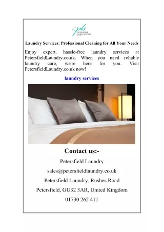 Laundry Services Professional Cleaning for All Your Needs