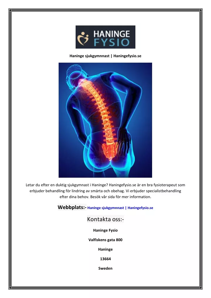 haninge sjukgymnnast haningefysio se