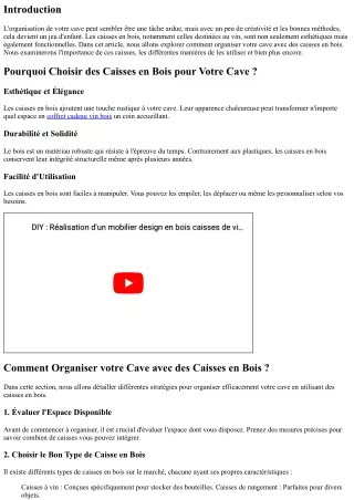 Comment Organiser votre Cave avec des Caisses en Bois ?