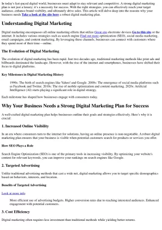 Why Your Business Needs a Strong Digital Marketing Plan for Success