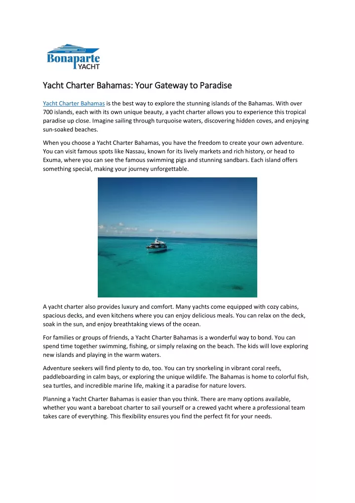 yacht charter bahamas your gateway to paradise