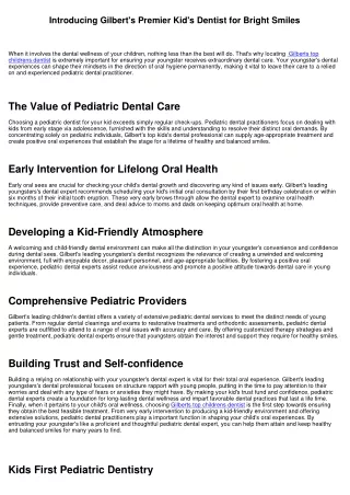 Unveiling Gilbert's Premier Kid's Dental professional for Bright Smiles