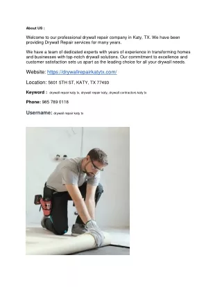 drywall repair katy tx