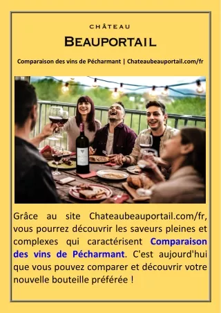 Comparaison des vins de Pécharmant  Chateaubeauportail.com fr