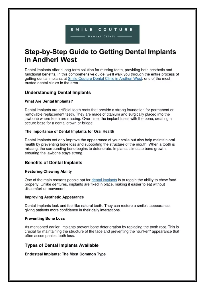 step by step guide to getting dental implants