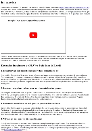 Exemples Inspirants de PLV en Bois dans le Retail