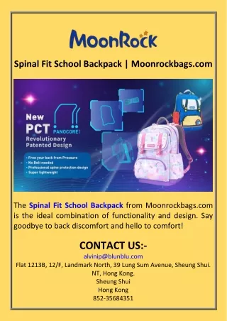 Spinal Fit School Backpack  Moonrockbags.com