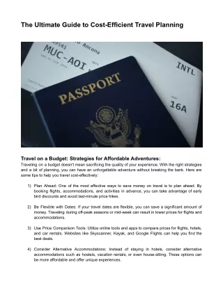 the ultimate guide to cost efficient travel