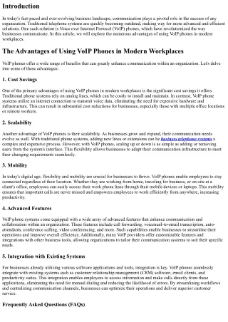 The Advantages of Using VoIP Phones in Modern Workplaces
