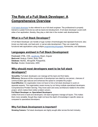the role of a full stack developer