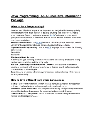 java programming an all inclusive information