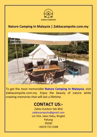 Nature Camping In Malaysia  Zakkacampsite.com.my
