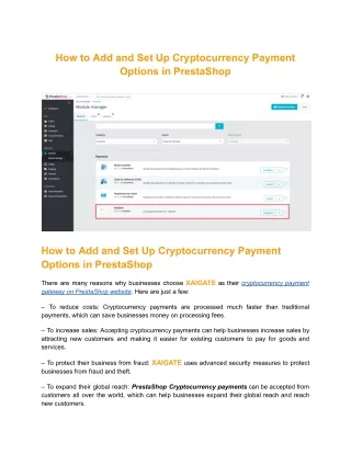 How to Add and Set Up Cryptocurrency Payment Options in PrestaShop