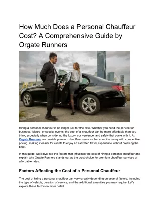 How Much Does a Personal Chauffeur Cost
