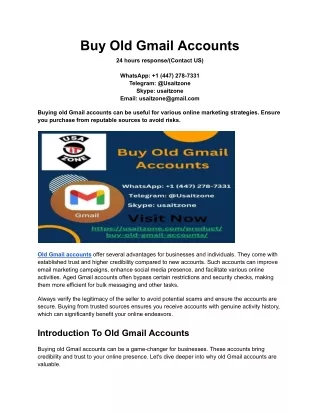 Buy Old Gmail Accounts