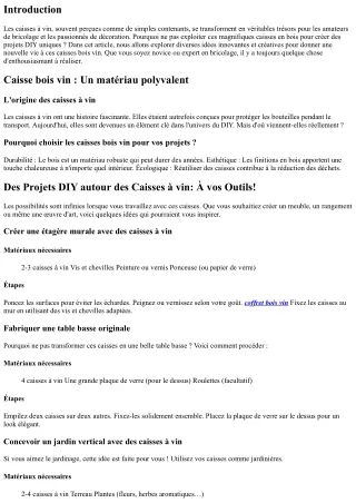 “Des Projets DIY autour des Caisses à vin: À vos Outils!”