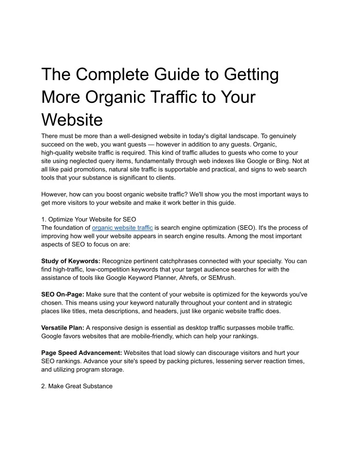 PPT - The Complete Guide to Getting More Organic Traffic to Your ...