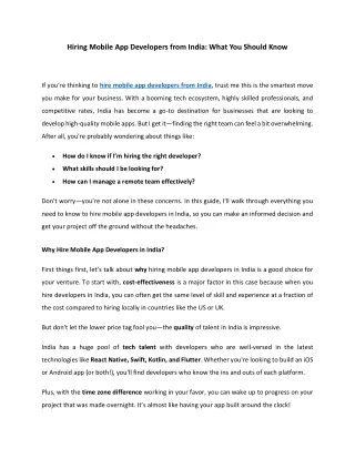 hiring mobile app developers from india what