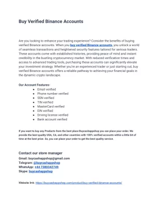 We Serve You Very Fast in Buy Verified Binance Accounts