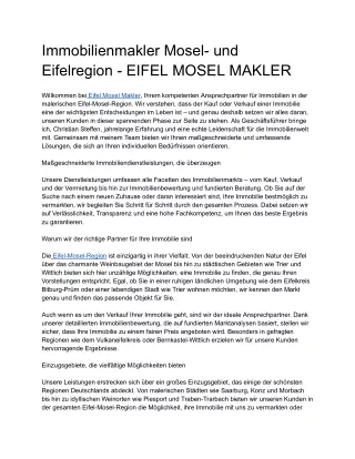 Immobilienmakler Mosel- und Eifelregion - EIFEL MOSEL MAKLER