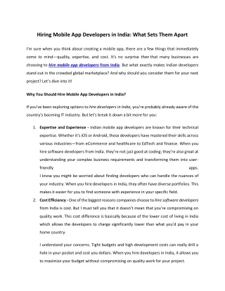 hiring mobile app developers in india what sets