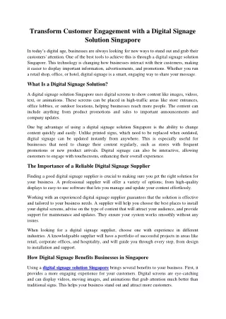 Transform Customer Engagement with a Digital Signage Solution Singapore