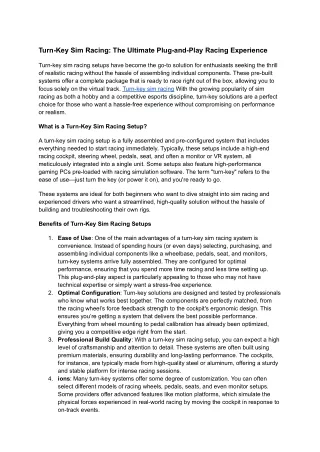 Turn-key sim racing