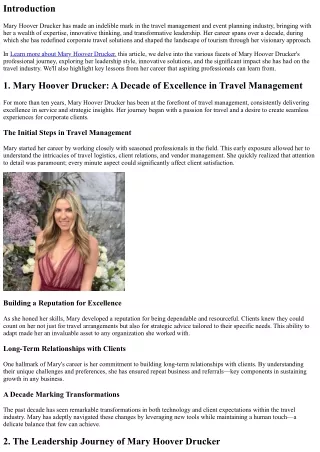 The Impactful Career of Mary Hoover Drucker: A Study in Excellence